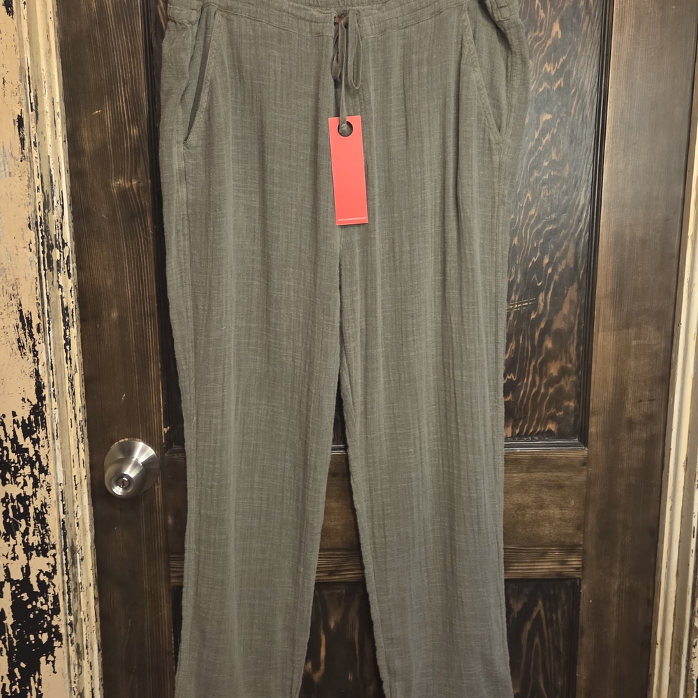 NWT XCVI WEARABLES Women's Olive Green Drawstring Pants Sz XL